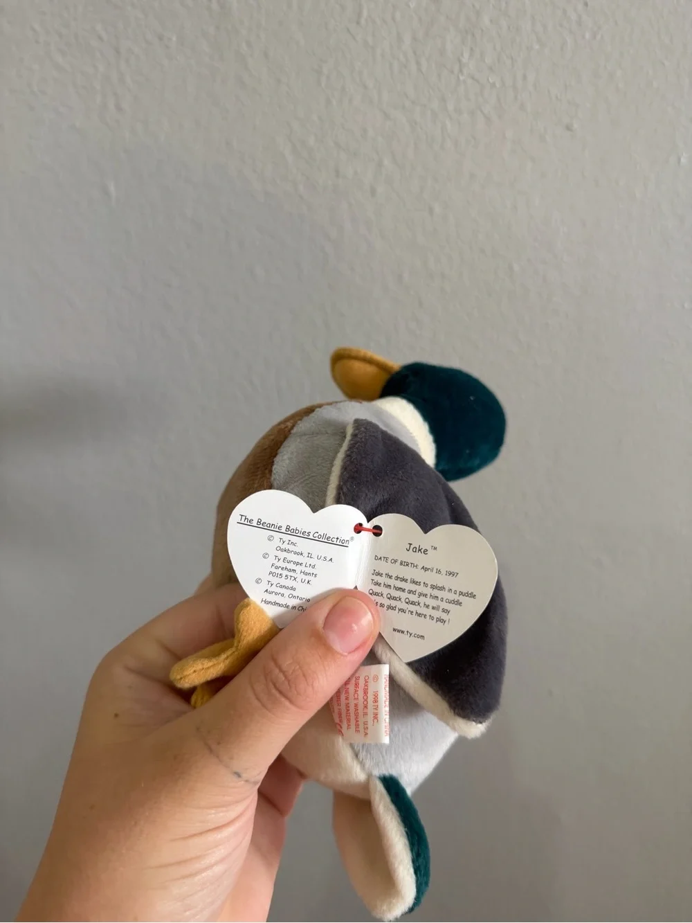 Plush Mallard Duck Bird Toy - Green, Gray, Brown